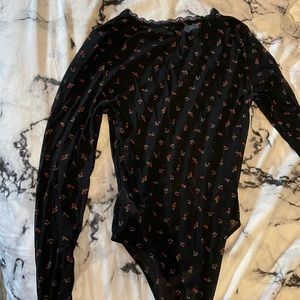 black mesh rose body suit